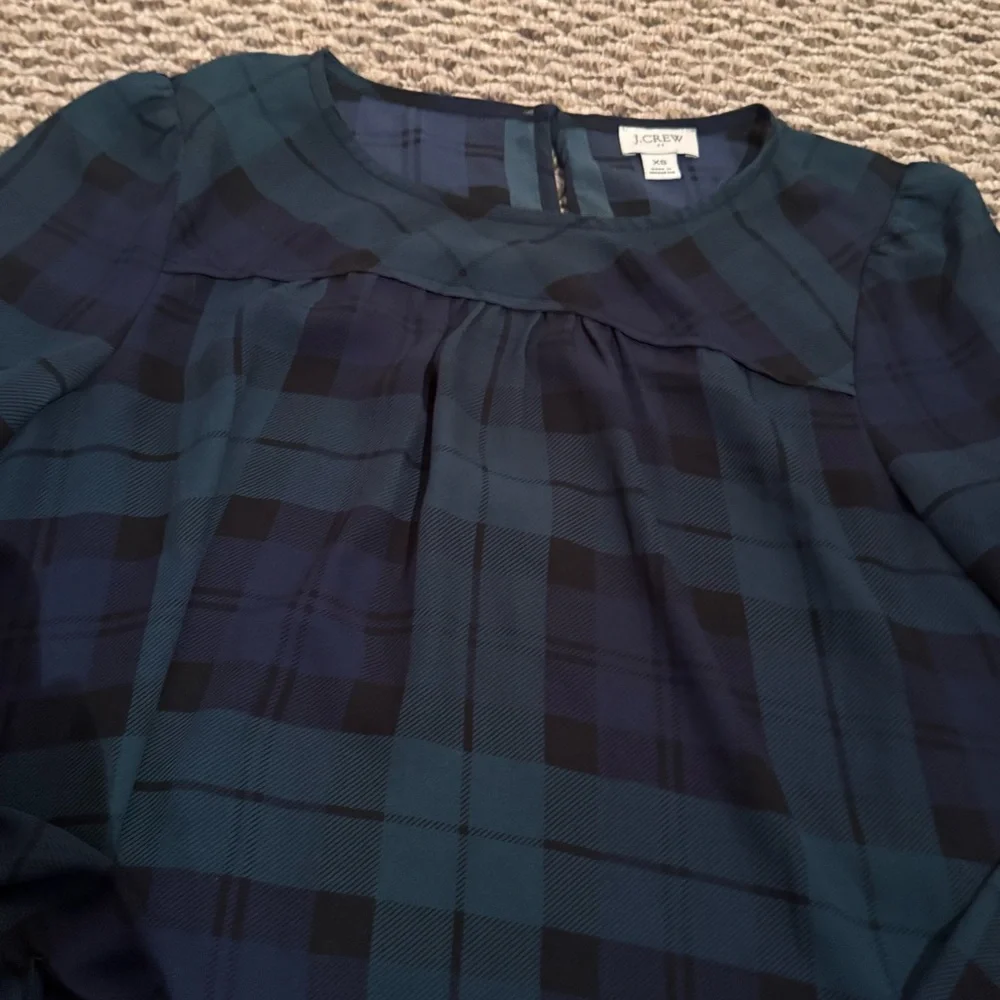 J. Crew Women's Plaid Blouse‎ in Blue and Green